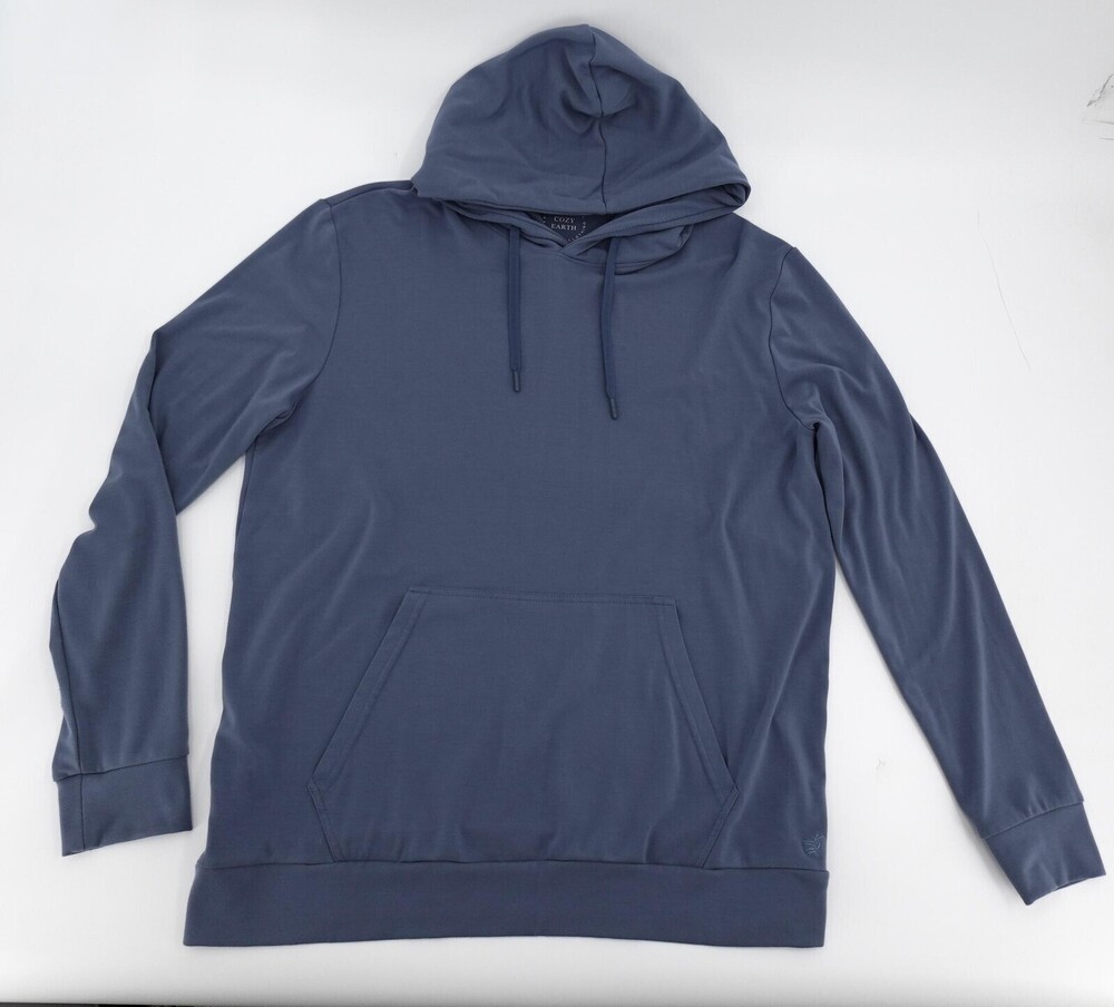 Cozy Earth Hoodie Mens Medium Blue Bamboo Pullover Lightweight Pocket Stretch